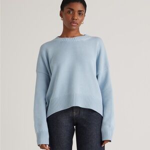 Quince cotton boyfriend crew sweater blue size XS